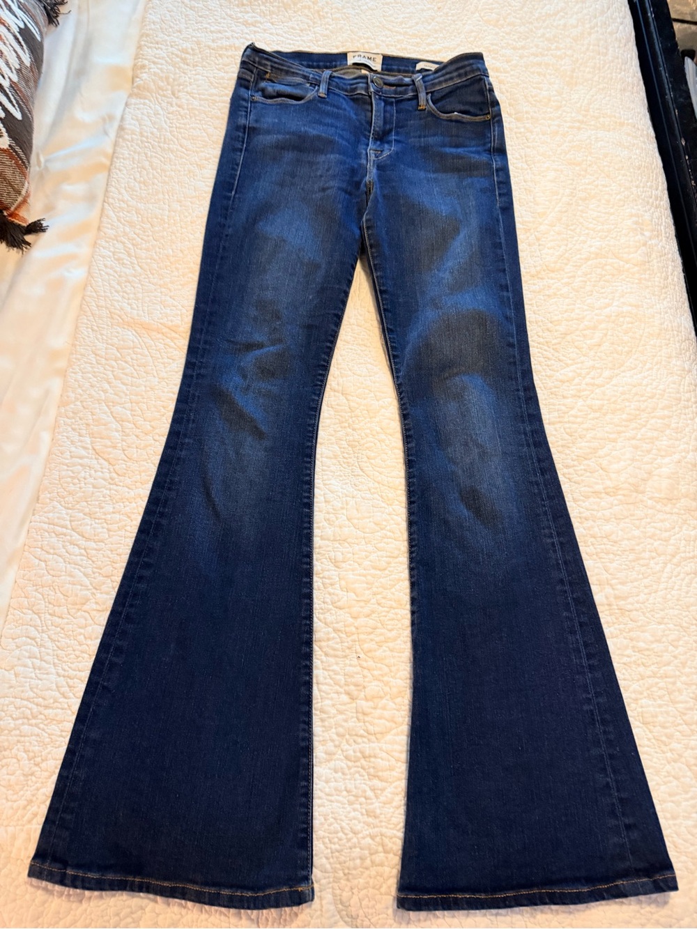 Frame Denim Dark Indigo Le High Flare Jeans